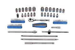 Kobalt - 86769 - Specialized Extensions 63-Piece Standard (SAE) and Metric Combination Polished Chrome Mechanics Tool Set (1/4-in)