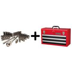 CRAFTSMAN - CMMT82334CMST98245RB - 51-Piece Standard (SAE) and Metric Combination Gunmetal Chrome Mechanics Tool Set (3/8-in)