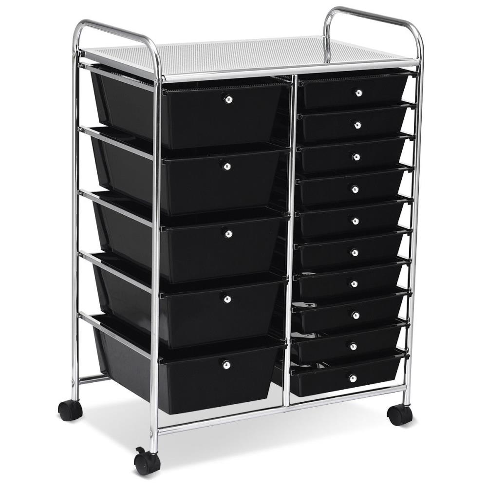 Goplus - HW53825BK - 34.5-in 15-Drawer Rack Utility Cart