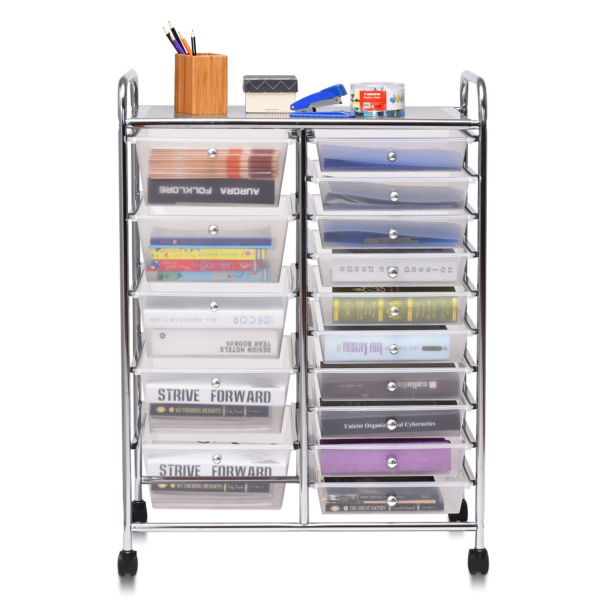 Goplus - HW53825CL - 34-in 15-Drawer Rack Utility Cart