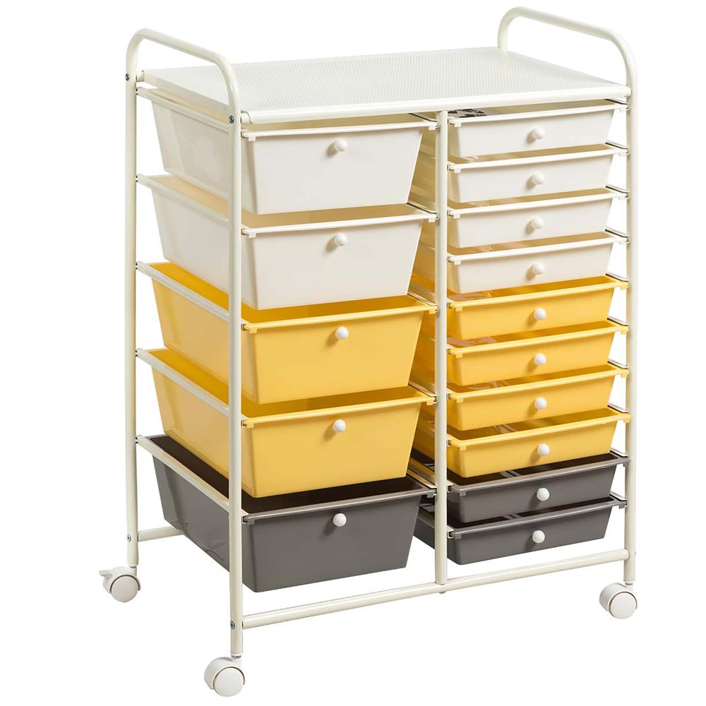 Goplus - HW53825YE - 34-in 15-Drawer Rack Utility Cart