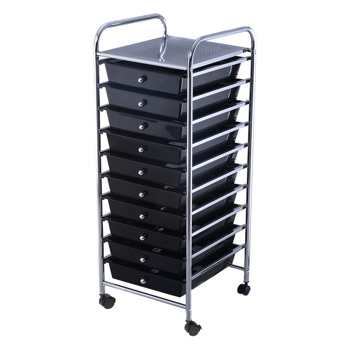 Goplus - HW52045BK - 33.5-in 10-Drawer Shelf Utility Cart
