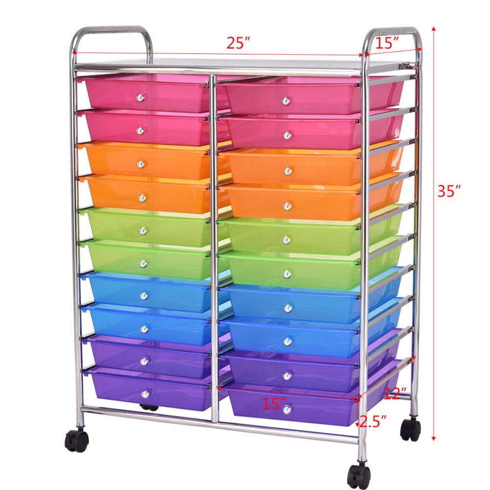 Goplus - CYW50331 - 35-in 20-Drawer Shelf Utility Cart