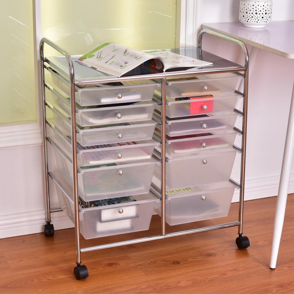 Goplus - CYW50330 - 30-in 12-Drawer Shelf Utility Cart