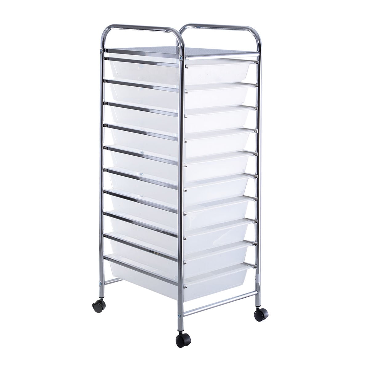 Goplus - HW52045CLEAR - 34-in 10-Drawer Shelf Utility Cart