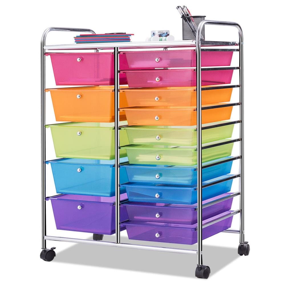 Goplus - HW53825 - 34.2-in 15-Drawer Shelf Utility Cart