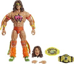 Fan Takeover Ultimate Edition Ultimate Warrior Action Figure, 6-inch Collectible with WWE Championship, Intercontinental Championship