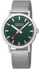 Mondaine - Official Swiss Railways Classic: Forest Green Large Silver-Case Watch
