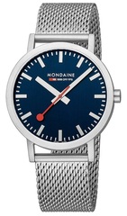 Mondaine - Official Swiss Railways Classic: Deep Ocean Blue Large Silver-Case Watch