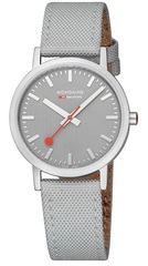 Mondaine - Official Swiss Railways Classic: Petite Silver-Case Watch With Good Gray Sustainable-Strap