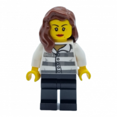 LEGO Police - Jail Prisoner 86753 Prison Stripes, Female, Reddish Brown Female Hair over Shoulder