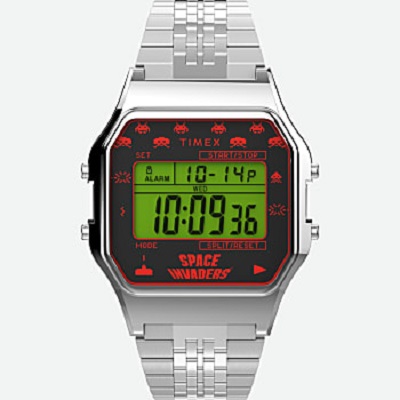 Timex T80 x Space Invaders - Silver-Tone