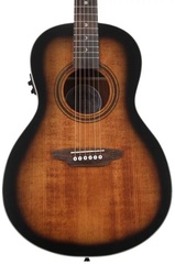 Luna Art Vintage Parlor Solid Top Acoustic-electric Guitar - Distressed Vintage Brownburst
