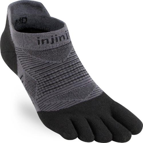Injinji - Run Lightweight No-Show Socks - BLACK/GRAY