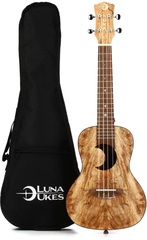 Luna Crescent Spalted Maple Concert Ukulele - Satin Natural