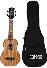 Luna High Tide Zebrawood Soprano Ukulele A/E - Satin Natural