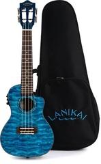 Lanikai QM-BLCEC Concert Ukulele with Cutaway & Electronics - Blue Stain