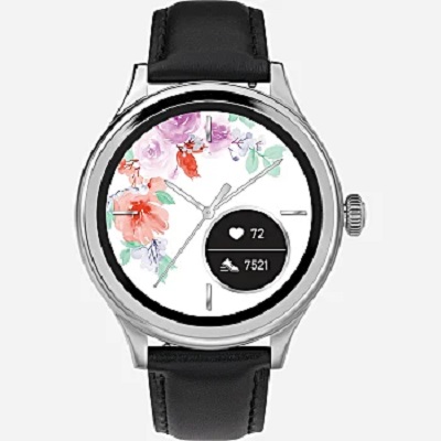 Timex Pro Leather Strap Smartwatch - Black/Silver-Tone/White