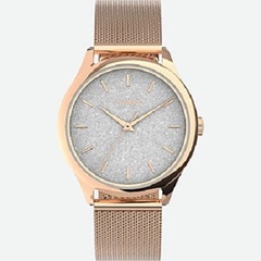 Timex - Celestial Opulence Stainless Steel Mesh Band Watch - Rose-Gold-Tone/White