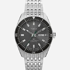 Timex - Waterbury Dive Automatic Stainless Steel Bracelet Watch - Stainless-Steel/Black
