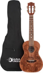 Luna Henna Dragon Mahogany Concert Ukulele - Natural