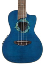 Luna Dolphin Flamed Maple Concert Ukulele - Transparent Blue