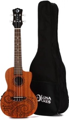 Luna Tattoo Mahogany Acoustic-electric Concert Ukulele - Satin Natural