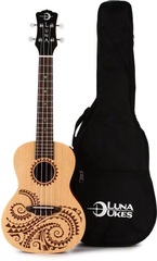 Luna Tattoo Spruce Concert Ukulele - Satin Natural