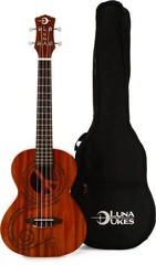 Luna Maluhia Peace Tenor Ukulele - Satin Natural