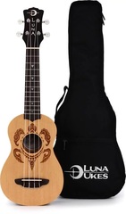 Luna Honu Turtle Spruce Soprano Ukulele - Satin Natural