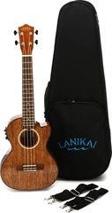 Lanikai MAS-CET All Solid Mahogany Ukulele with Cutaway & Electronics - Tenor