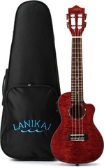 Lanikai QM-RDCEC Concert Ukulele with Cutaway & Electronics - Red Stain