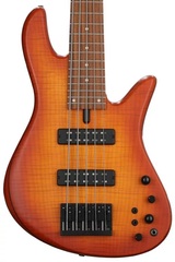 Fodera Emperor Standard Special Bass Guitar - Amber Burst with Black Hardware and Mother Of Pearl Inlay