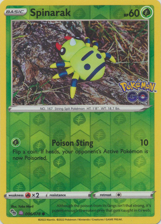 Spinarak - 006/078 - Common - Reverse Holo (Peelable Ditto)
