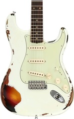 Fender Custom Shop '59 Stratocaster Heavy Relic/Closet Classic Mix - Olympic White Over 3-Tone Sunburst