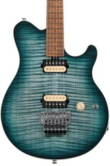 Ernie Ball Music Man Axis Electric Guitar - Yucatan Blue Flame with Roasted Figured Maple Fingerboard