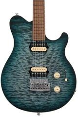 Ernie Ball Music Man Axis Super Sport Electric Guitar - Yucatan Blue Quilt with Roasted Figured Maple Fingerboard