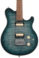 Ernie Ball Music Man Axis Super Sport Electric Guitar - Yucatan Blue Flame with Roasted Figured Maple Fingerboard