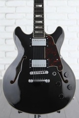 D'Angelico Premier Mini DC Semi-hollowbody Electric Guitar - Black Flake with Stopbar Tailpiece