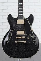 D'Angelico Excel Mini DC Semi-hollowbody Electric Guitar - Black Dog with Stopbar Tailpiece