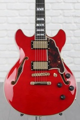D'Angelico Excel Mini DC Semi-hollow Electric Guitar - Cherry with Stopbar Tailpiece