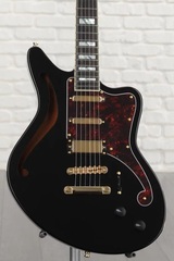 D'Angelico Deluxe Bedford SH Semi-hollowbody Electric Guitar - Black with Stopbar Tailpiece