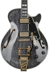 D'Angelico Excel SS Semi-hollowbody Electric Guitar - Black Dog with Shield Tremolo