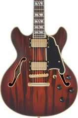 D'Angelico Deluxe Mini DC Semi-hollowbody Electric Guitar - Satin Brown Burst