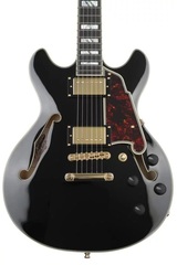 D'Angelico Excel Mini DC Semi-hollow Electric Guitar - Black with Stopbar Tailpiece