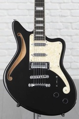 D'Angelico Premier Bedford SH Semi-hollowbody Electric Guitar - Black Flake with Offset Stopbar Tailpiece