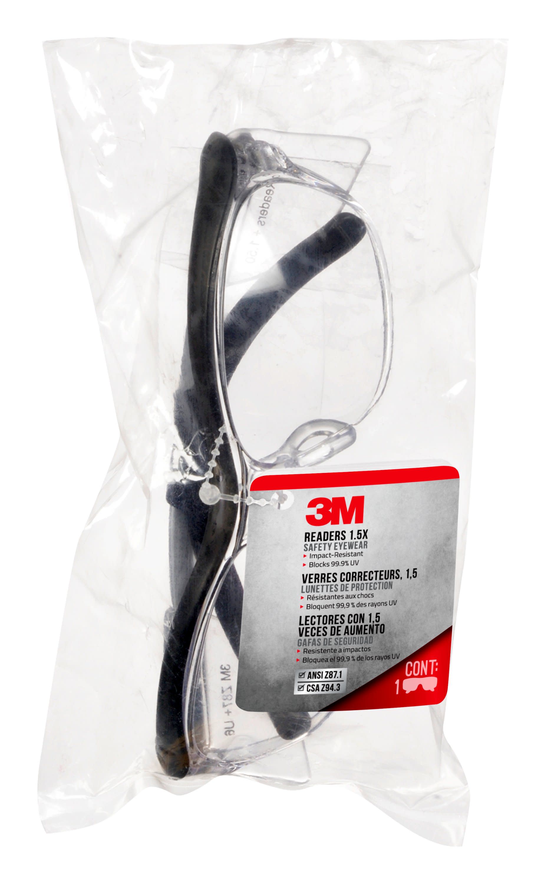 3M - 91191-00000 - Readers Plastic Safety Glasses