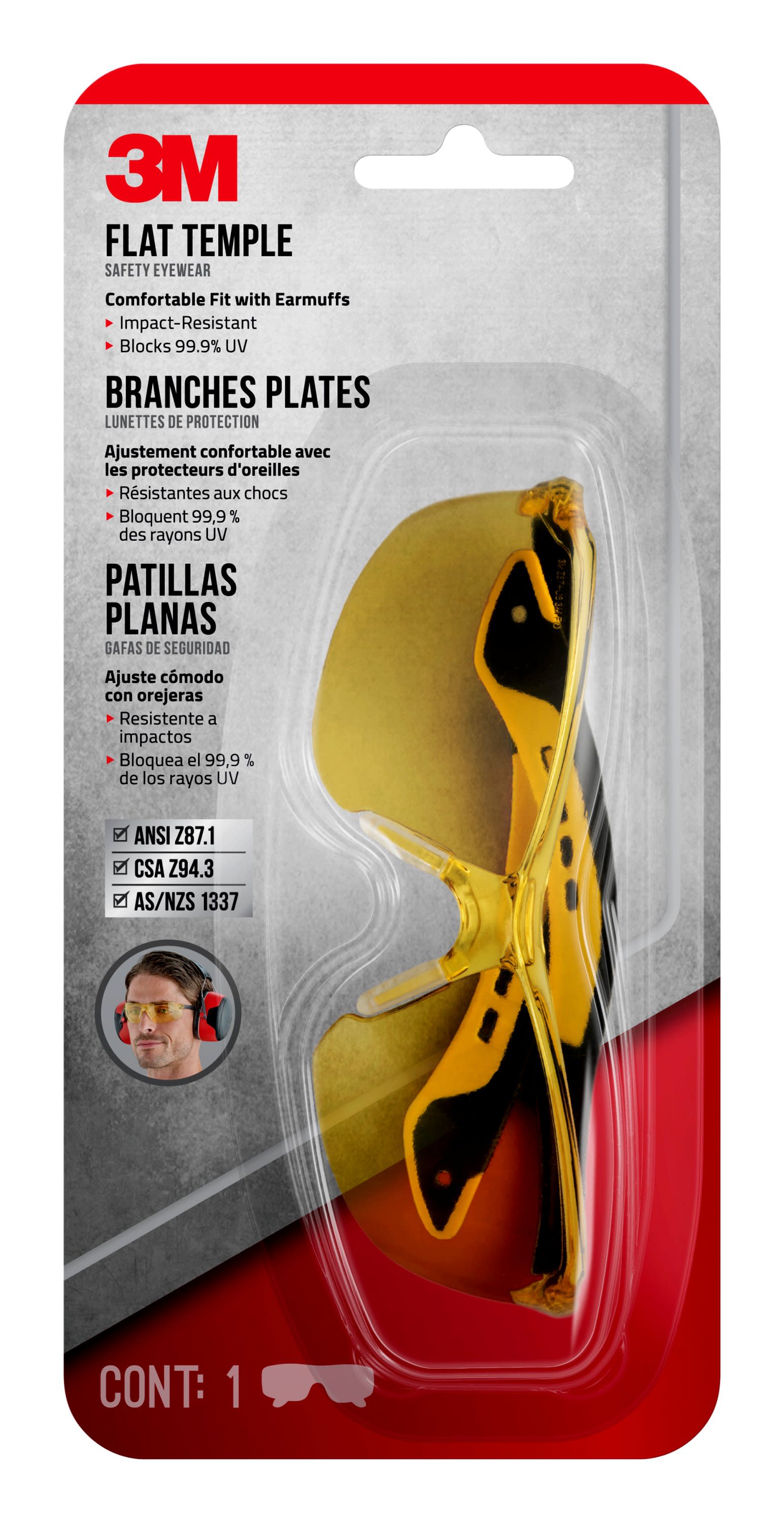 3M - 47013-WV6 - Flat Temple Plastic Safety Glasses