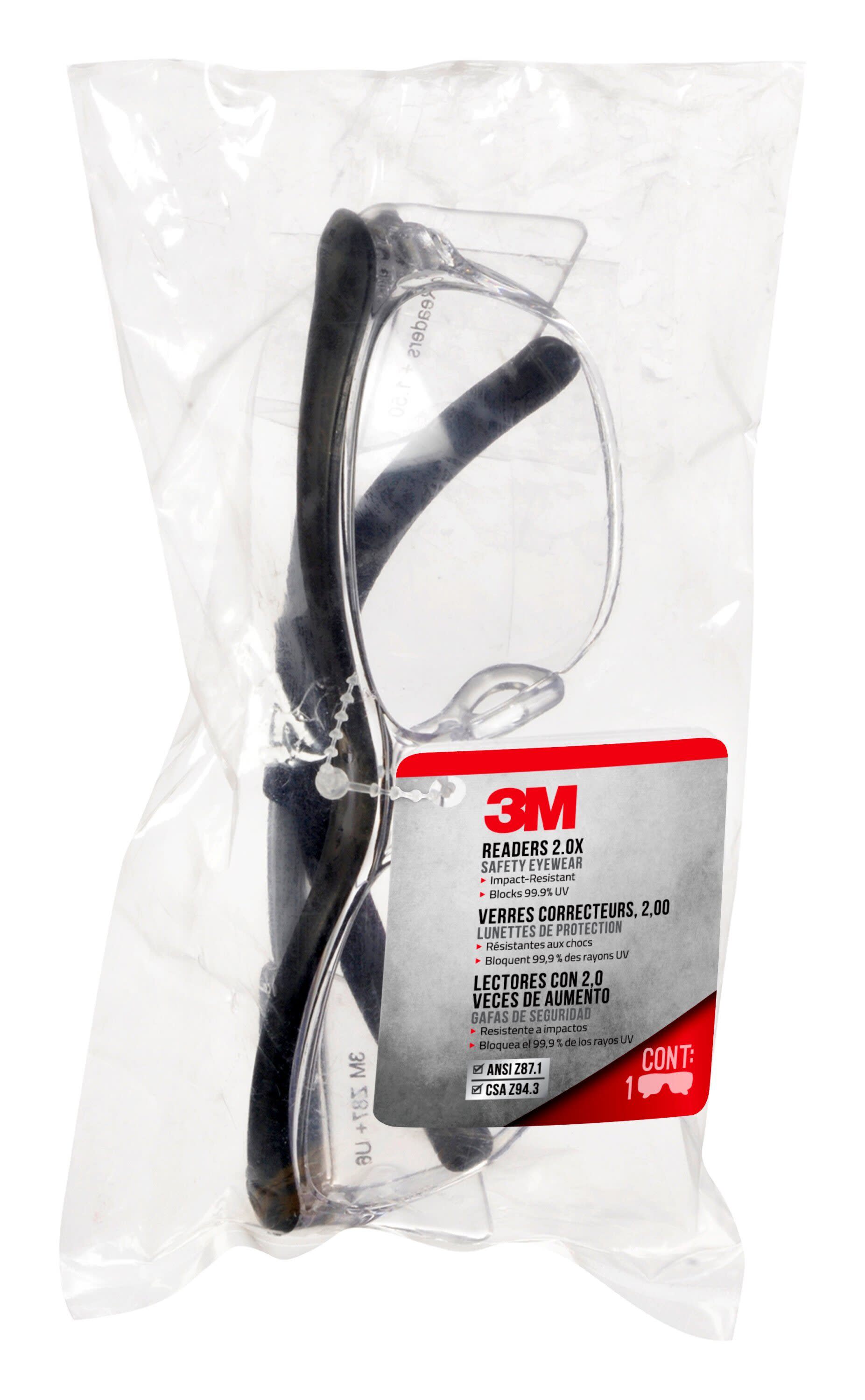 3M - 91192-00000 - Readers Plastic Safety Glasses