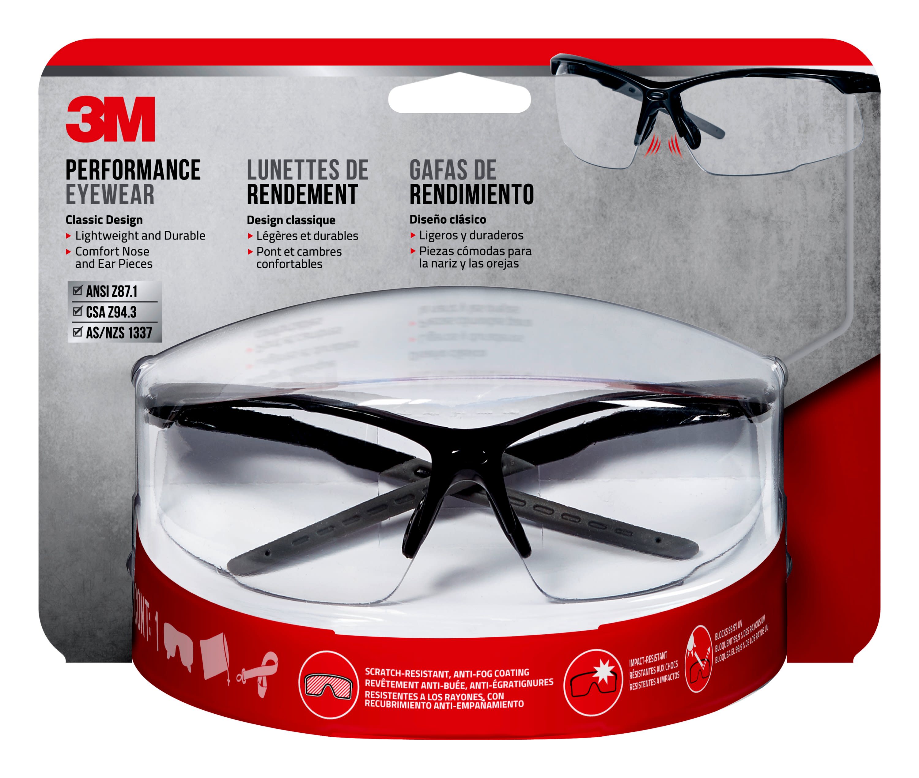 3M - 47070-WZ4 - Multi-purpose Plastic Anti-Fog Safety Glasses